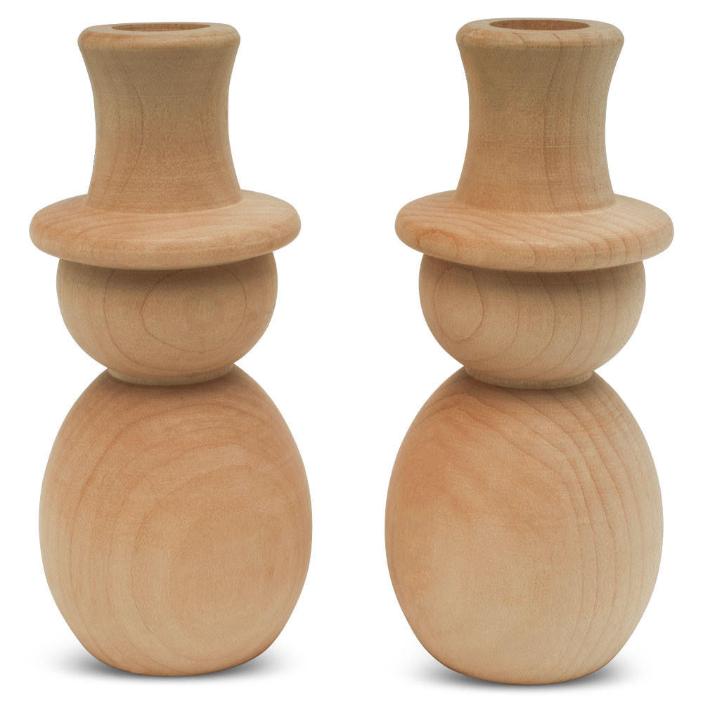 Woodpeckers Crafts Wood Snowman with Candle Holder, 5-3/4"