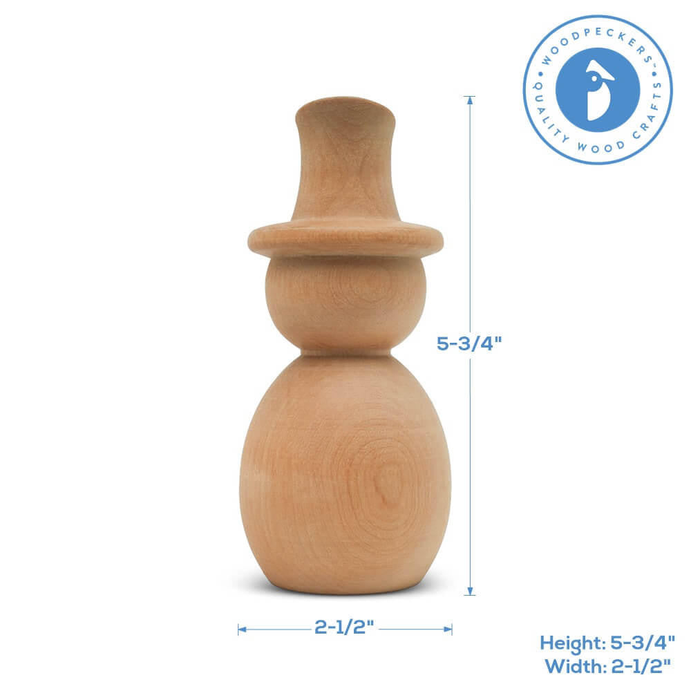 Woodpeckers Crafts Wood Snowman with Slanted Hat, 5-3/4"