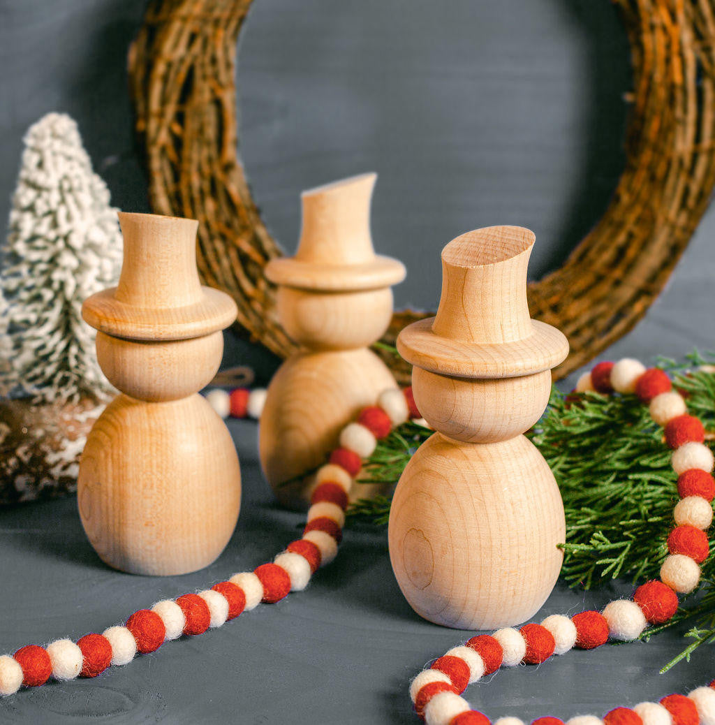 Wood Snowman with Slanted Hat, 5-3/4"