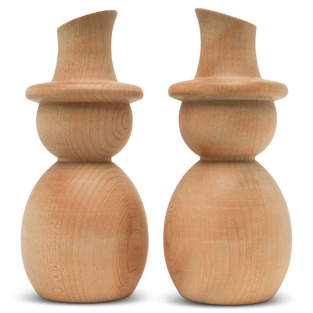 Woodpeckers Crafts Wood Snowman with Slanted Hat, 5-3/4"