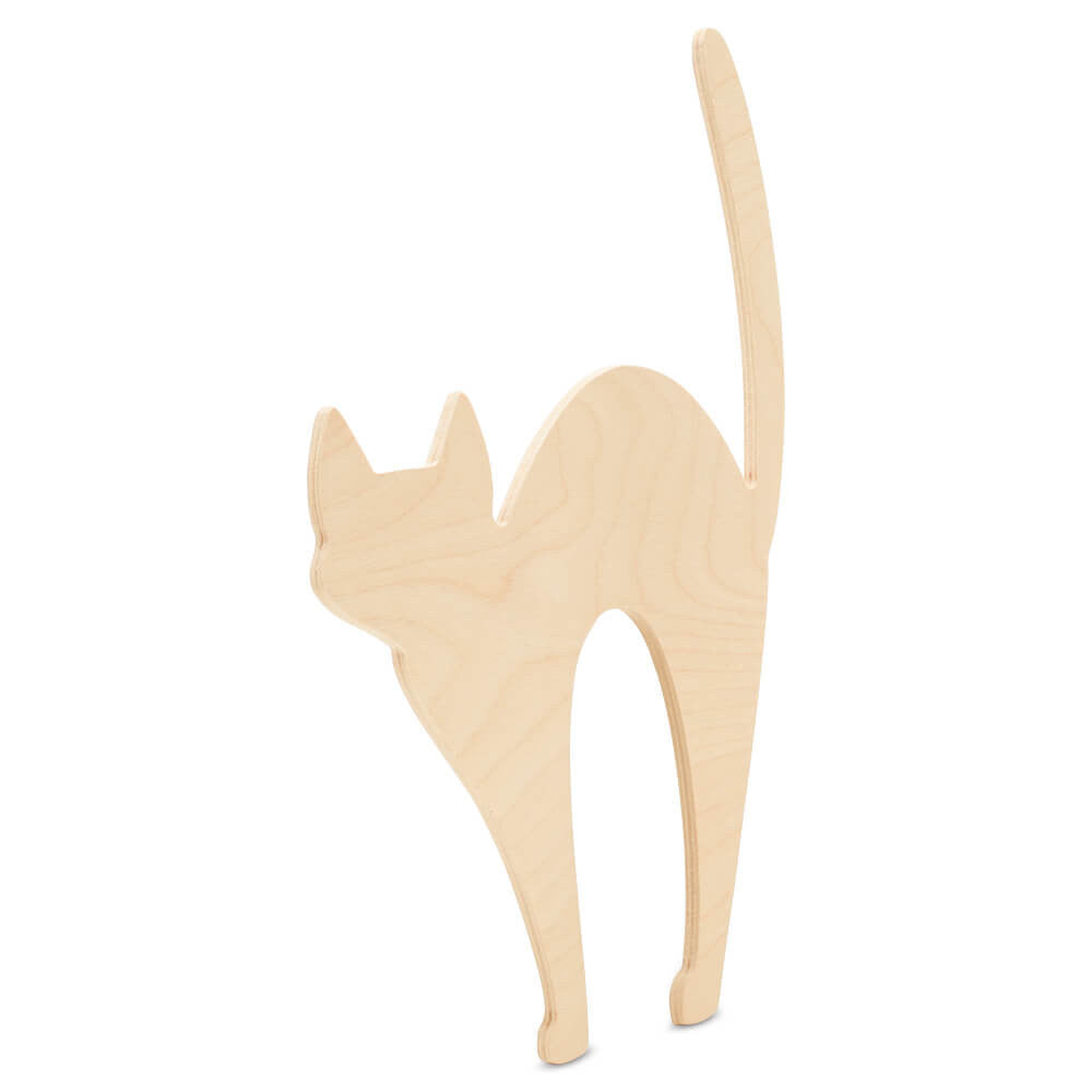 Woodpeckers Crafts Wood Spooky Cat Cutout, 12" x 8"