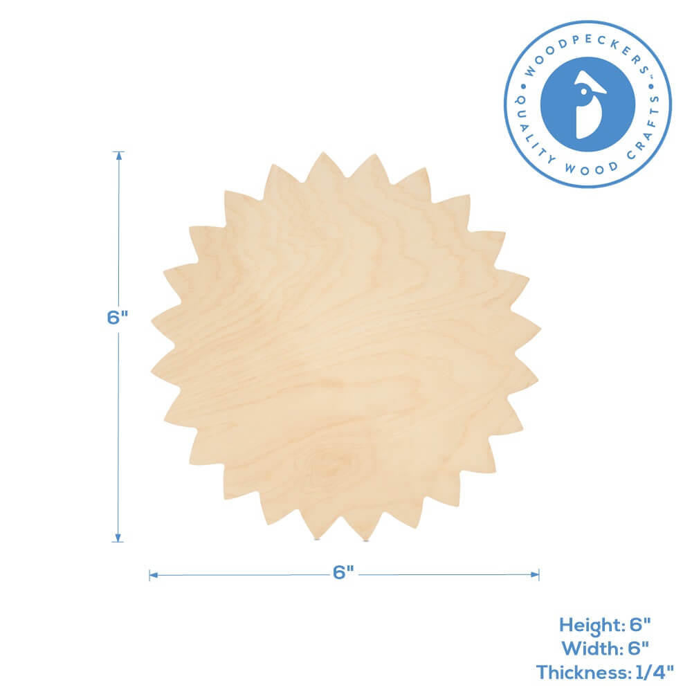 Woodpeckers Crafts Wood Sunflower Cutout, 6" x 6"