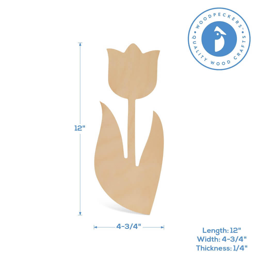 Woodpeckers Crafts Wood Tulip Cutout, 12" x 4.75"