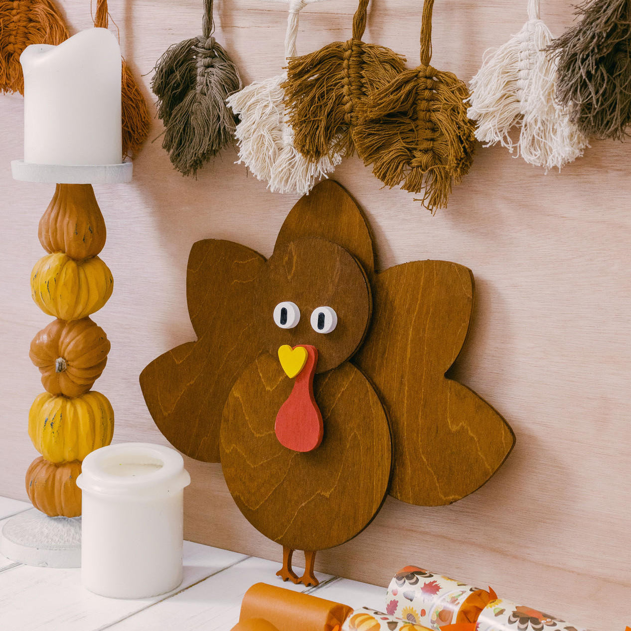 Woodpeckers Crafts Wood Whimsical Turkey Cutout Large, 12" x 13"