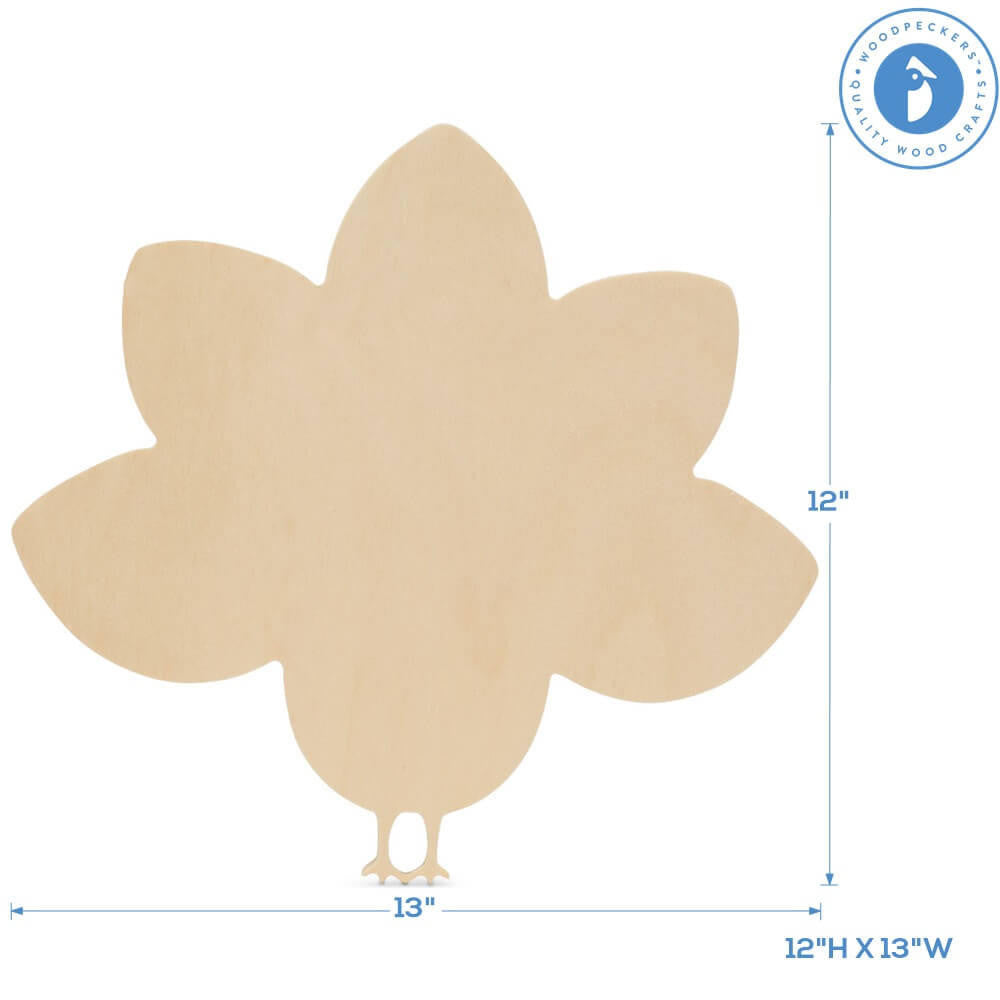 Woodpeckers Crafts Wood Whimsical Turkey Cutout Large, 12" x 13"