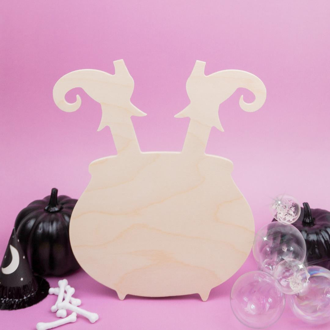 Woodpeckers Crafts Wood Witch in a Cauldron Cutout, 12" x 10"