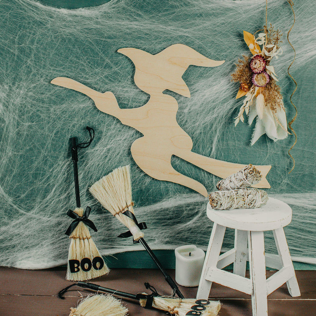 Woodpeckers Crafts Wood Witch on a Broom Cutout, 18" x 12"