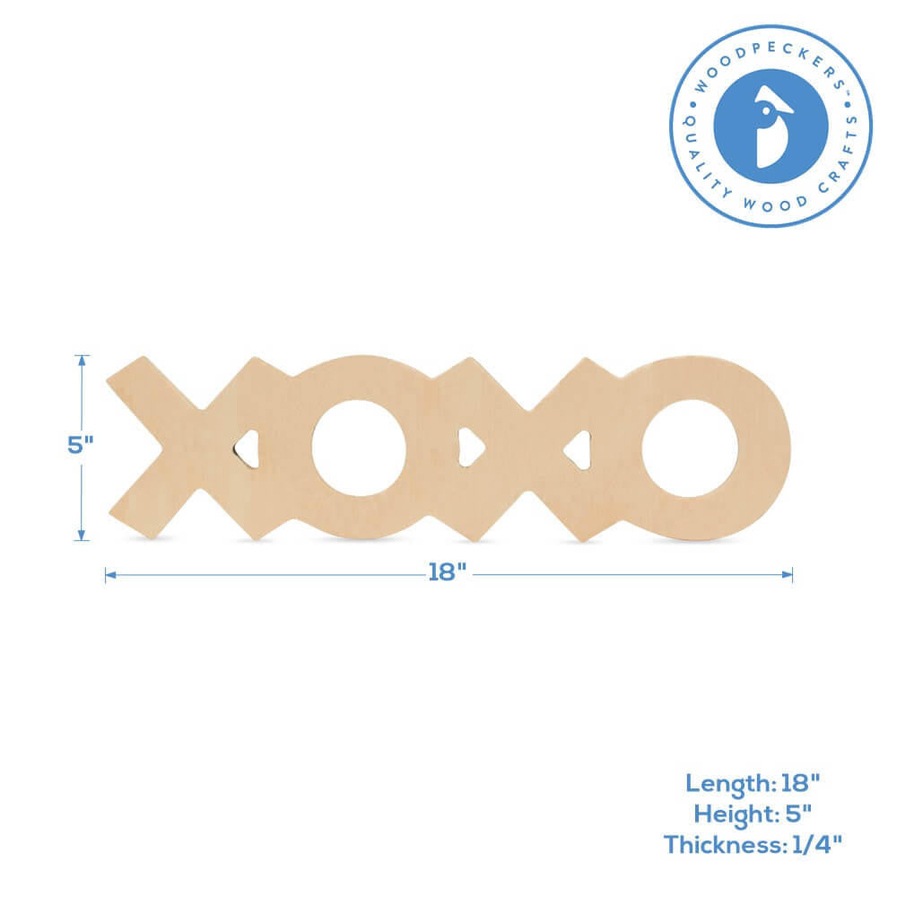Wood "XOXO" Cutout Extra Large, 18" x 5"