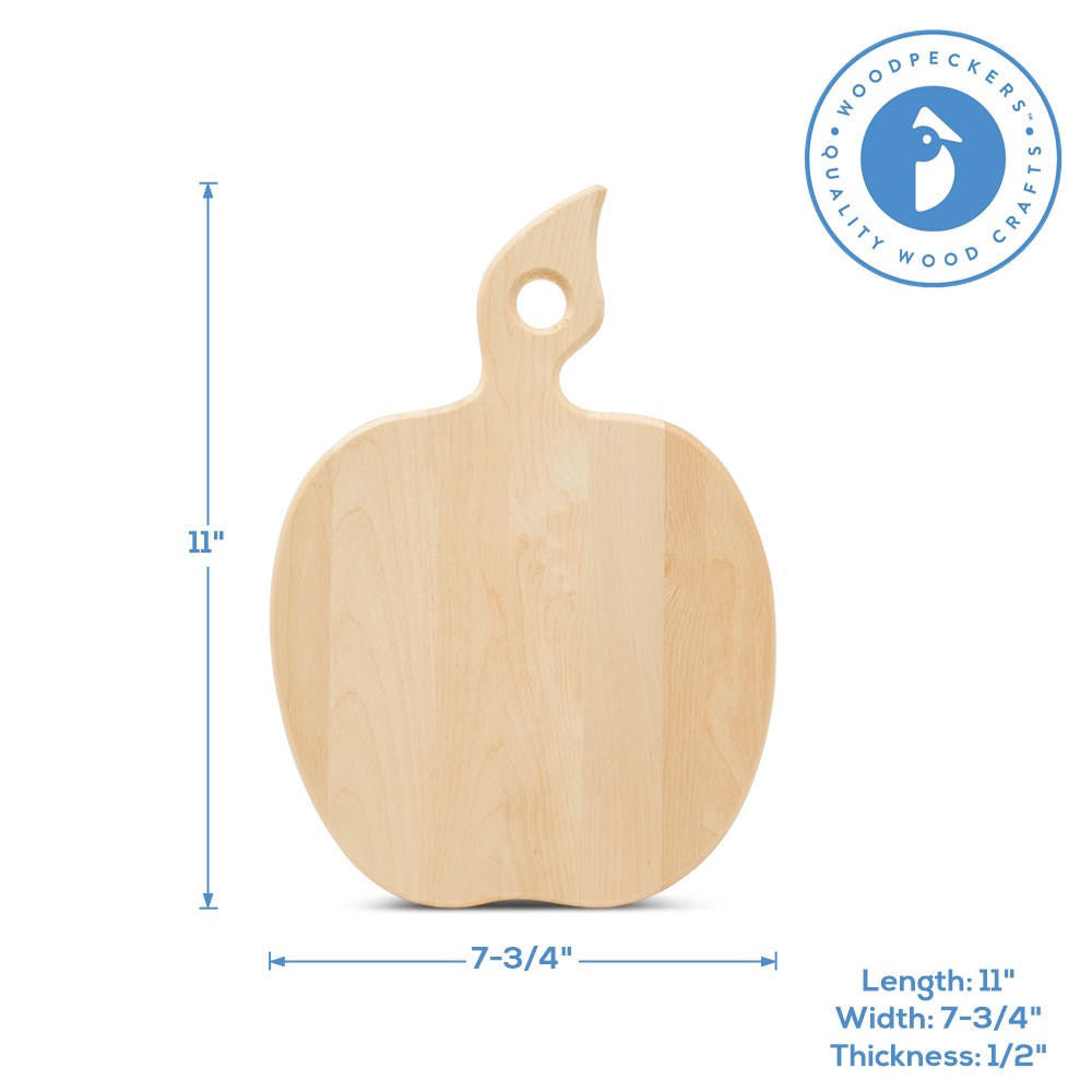 Woodpeckers Crafts Wooden Apple Board, 11”