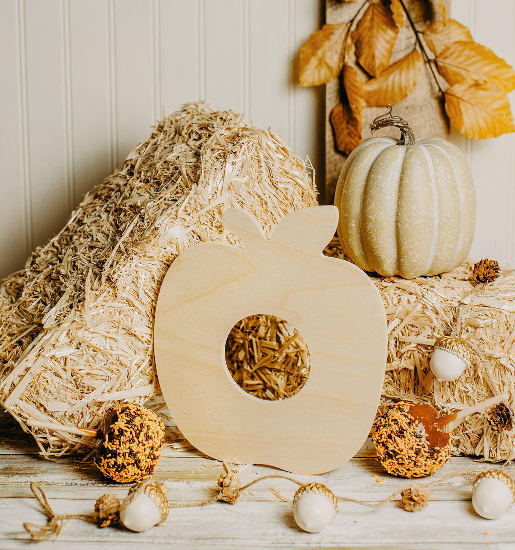 Wooden Apple Frame Cutout, 9" , 1/4" Thick