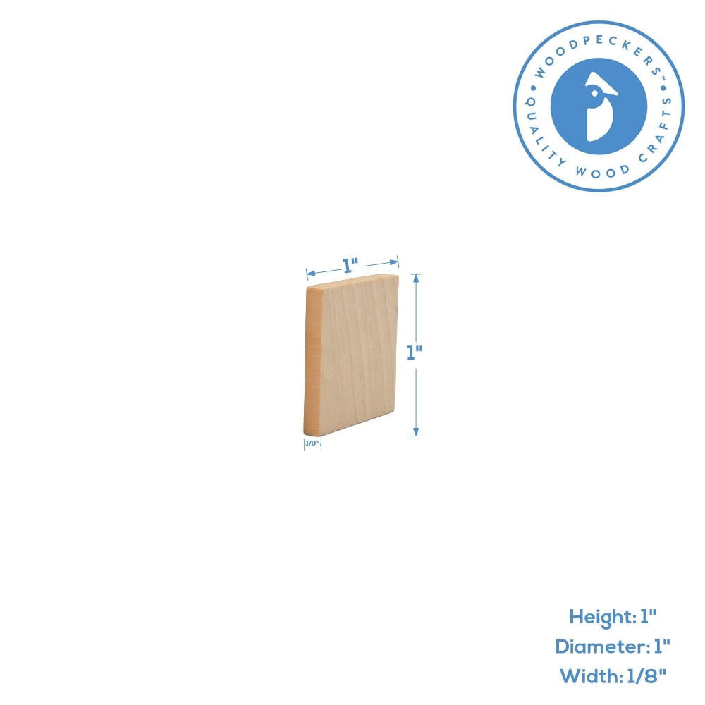 Woodpeckers Crafts Wooden Blank Scrabble Tile , 1", 1/8" thick