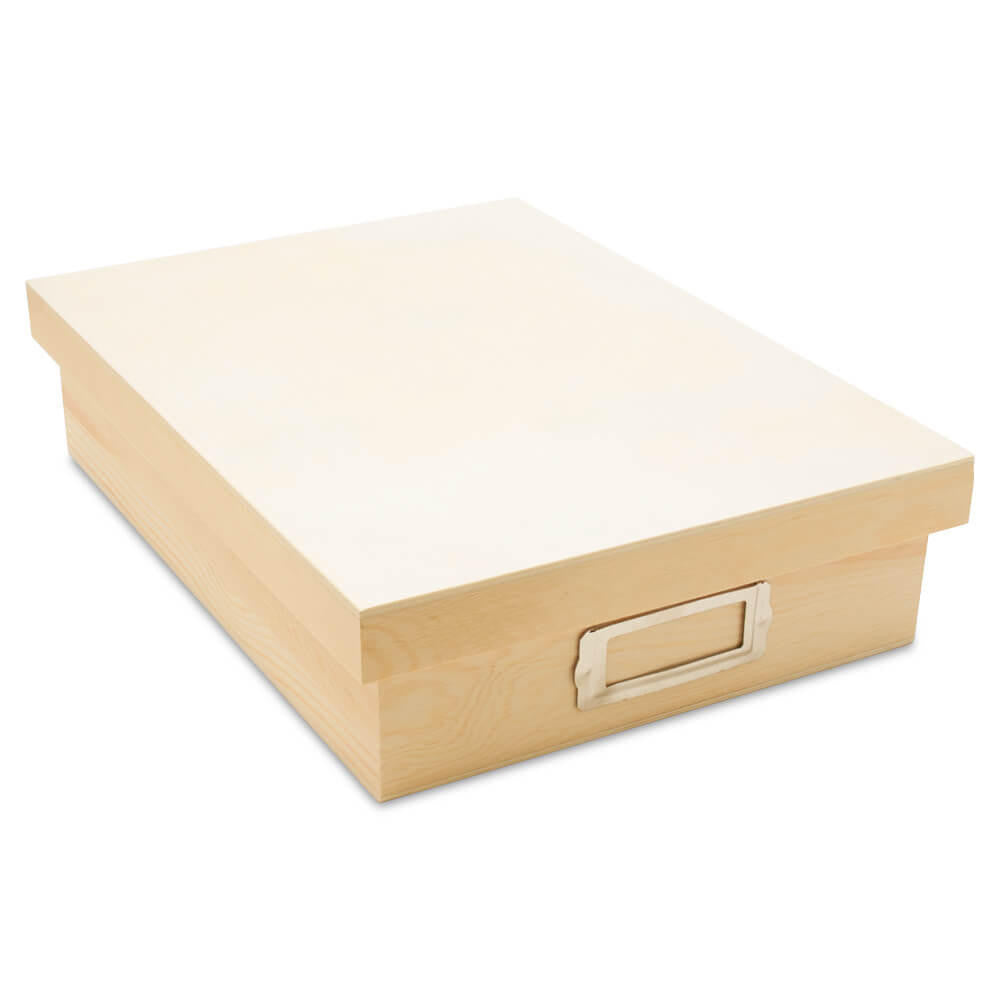 Wooden Box with Lid, 12-3/8”