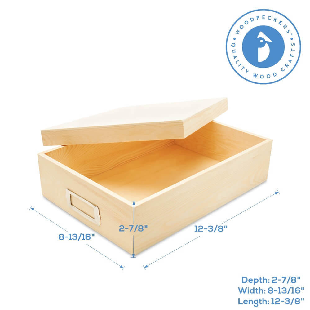 Wooden Box with Lid, 12-3/8”