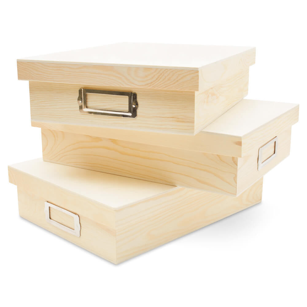 Wooden Box with Lid, 12-3/8”