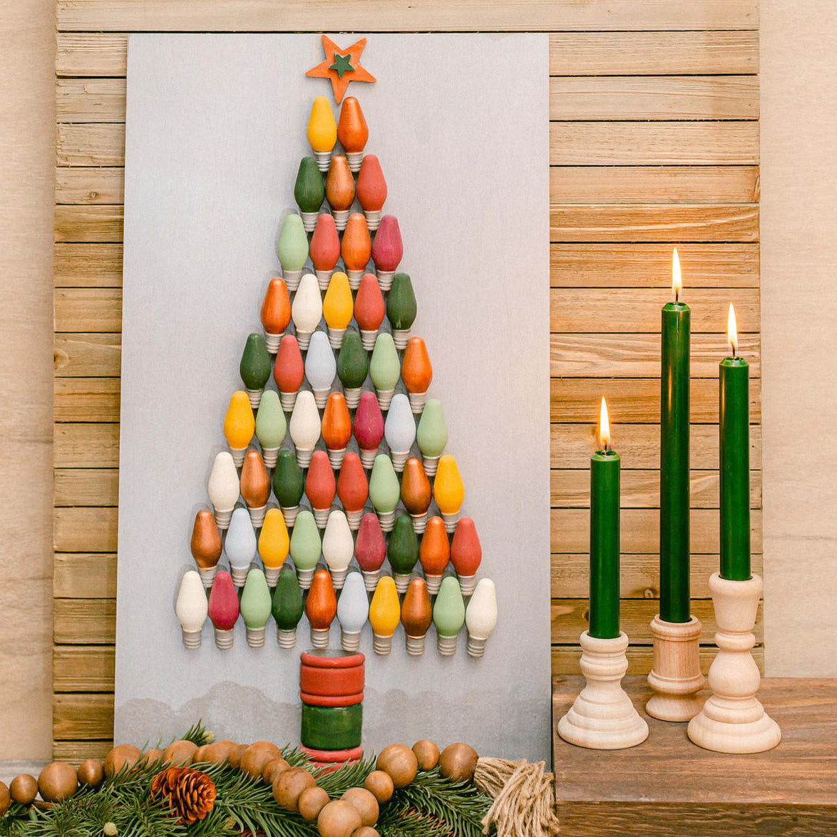 Woodpeckers Crafts Wooden Christmas Light Bulb, 2-1/8"