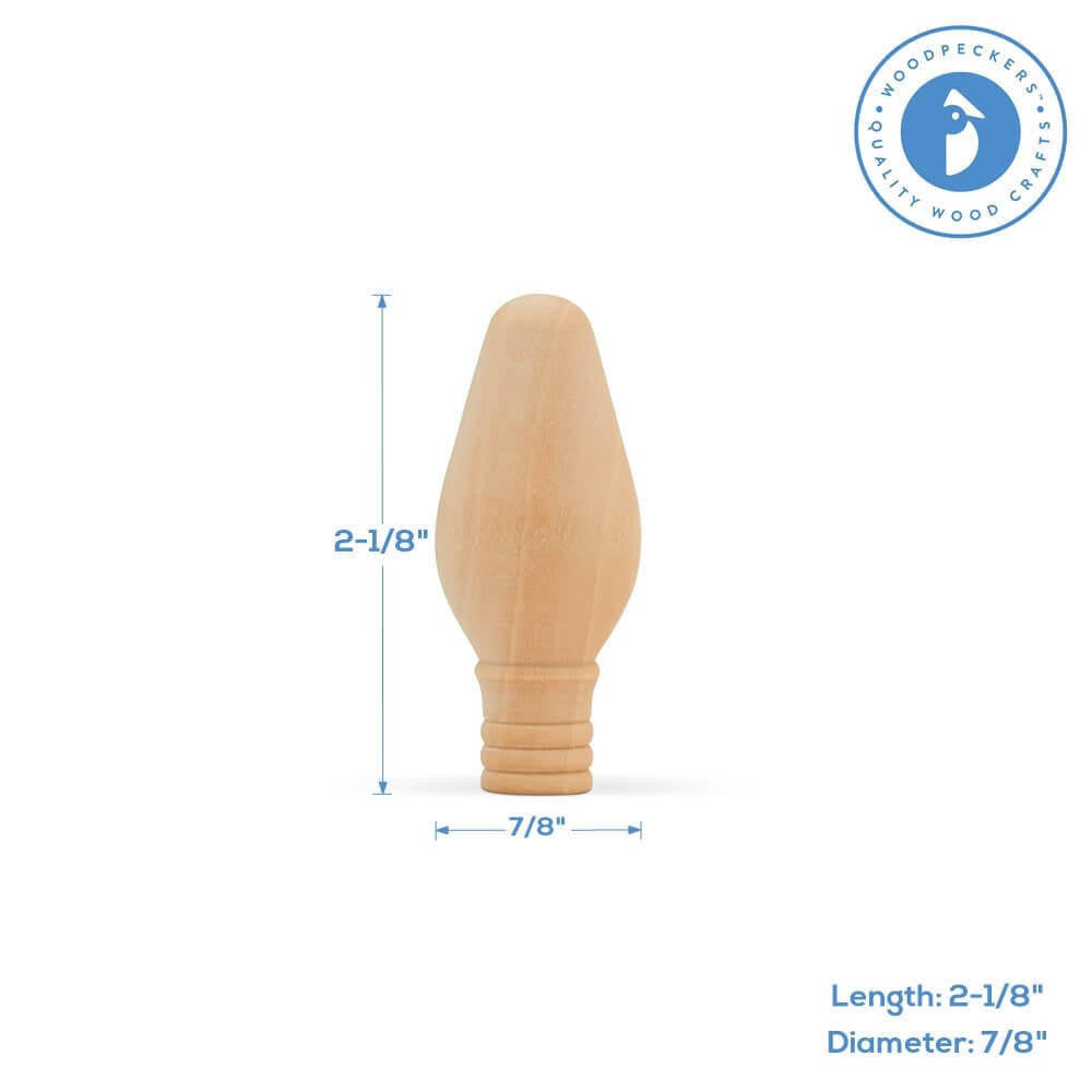 Woodpeckers Crafts Wooden Christmas Light Bulb, 2-1/8"