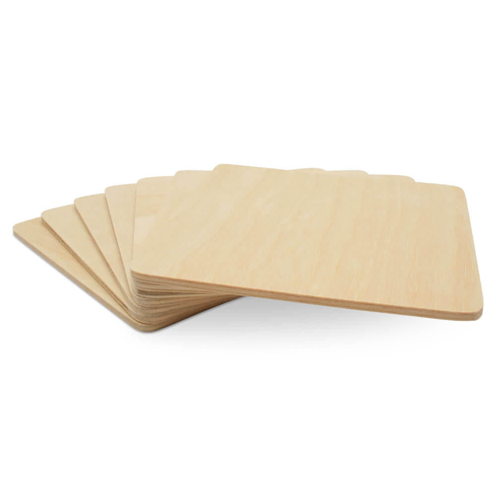 Woodpeckers Crafts Wooden Coaster, Square with Rounded Edges, 4"