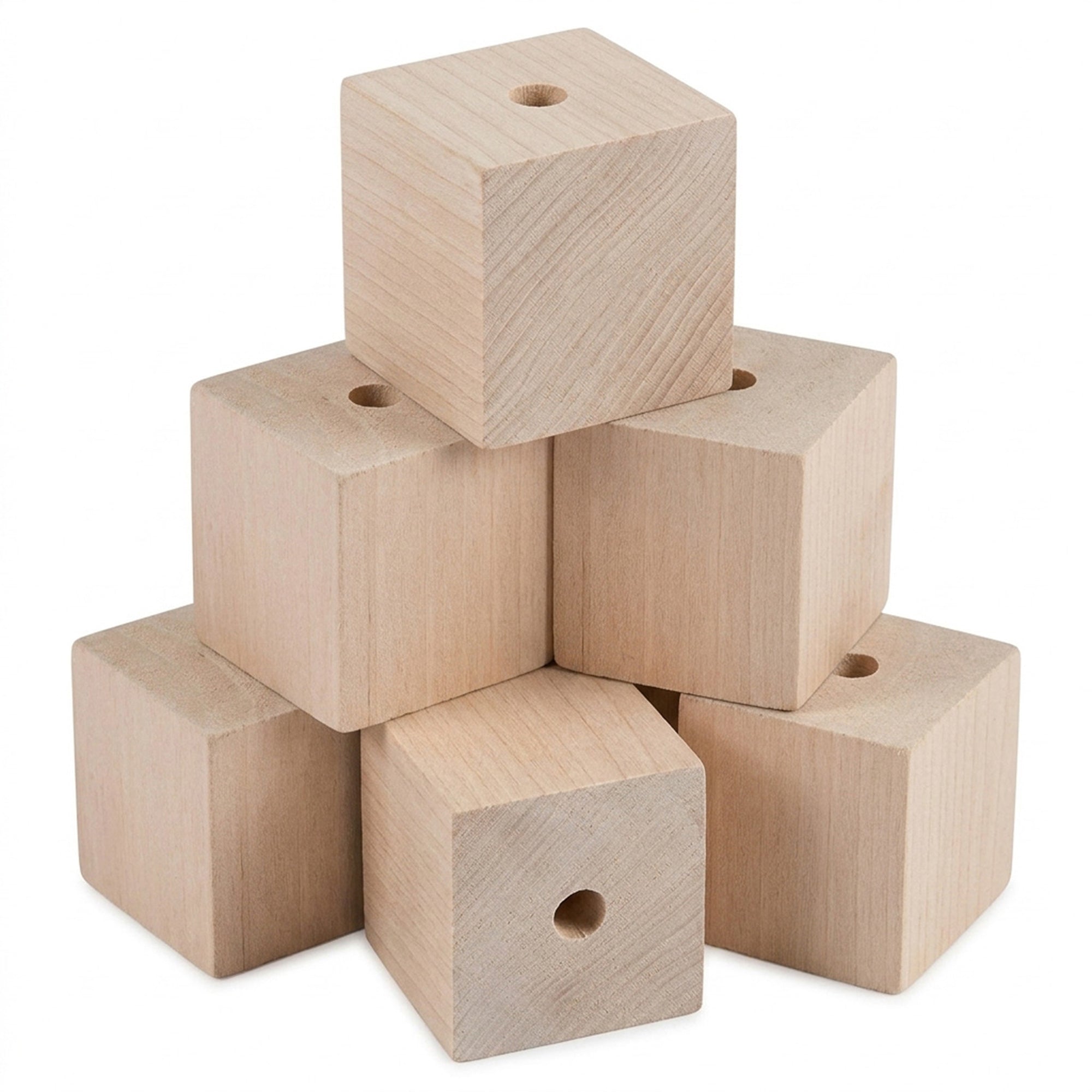 1-3/4” Wooden Cube Ornament With Oversized Hole