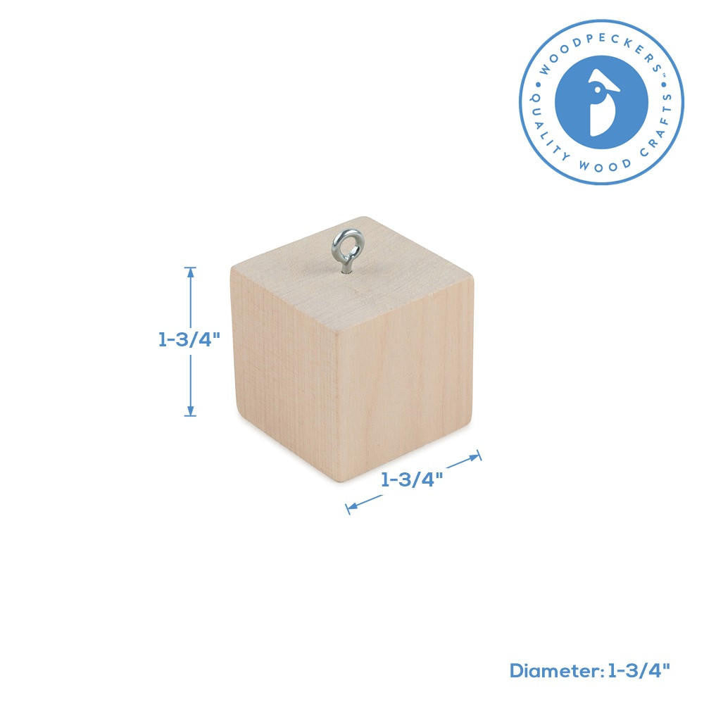 Woodpeckers Crafts Wooden Cube Ornament, 1¾”