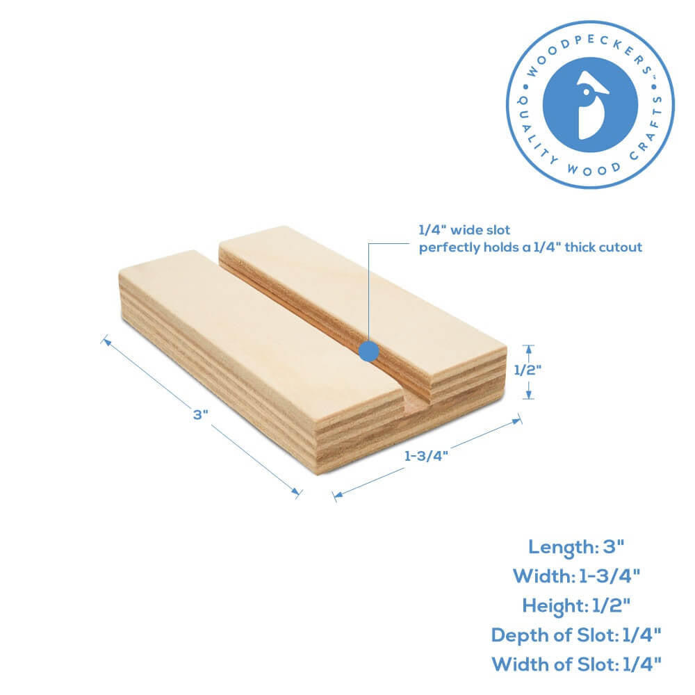 Woodpeckers Crafts Wooden Cutout Stand, 3", for 1/4" thick cutouts