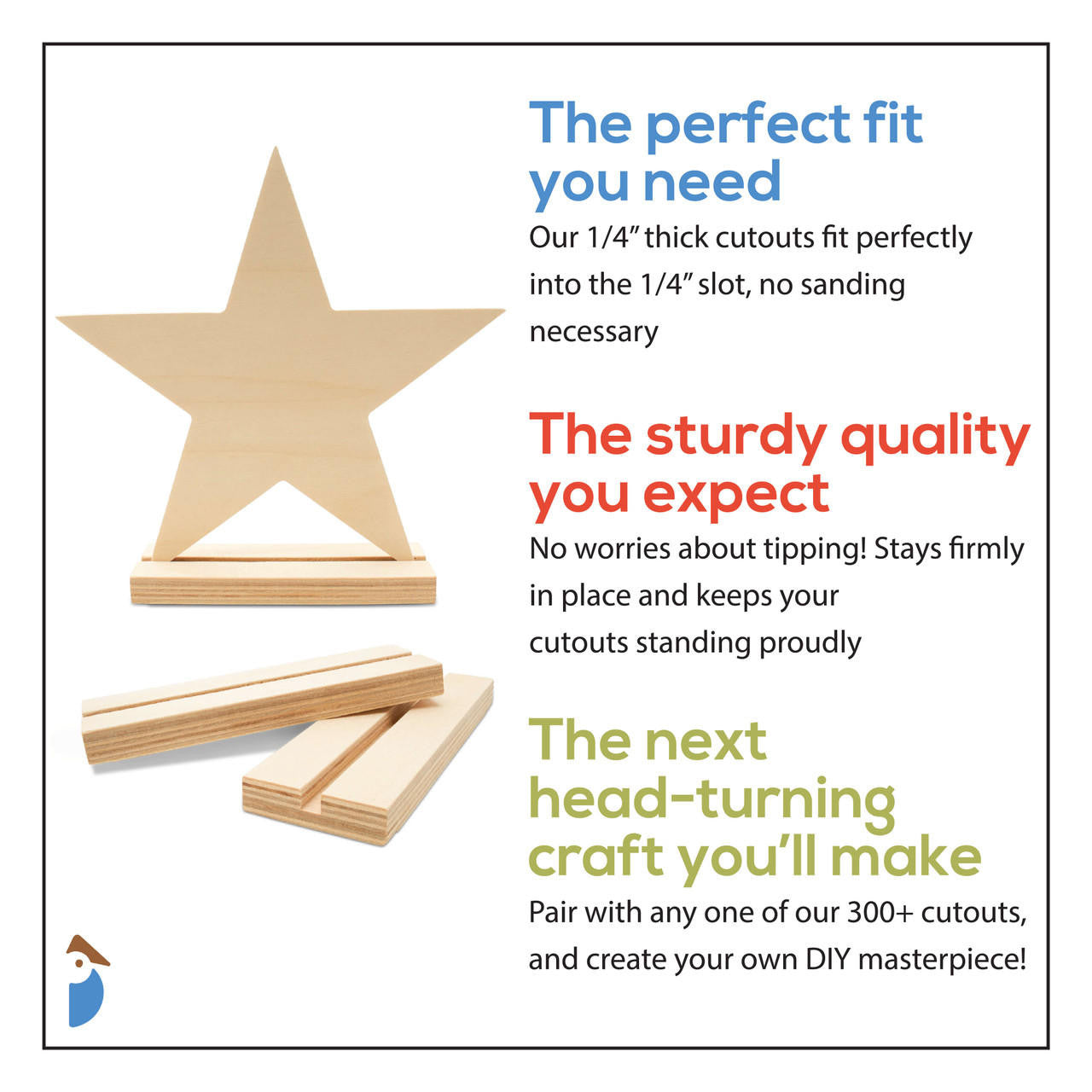 Woodpeckers Crafts Wooden Cutout Stand, 5", for 1/4" thick cutouts
