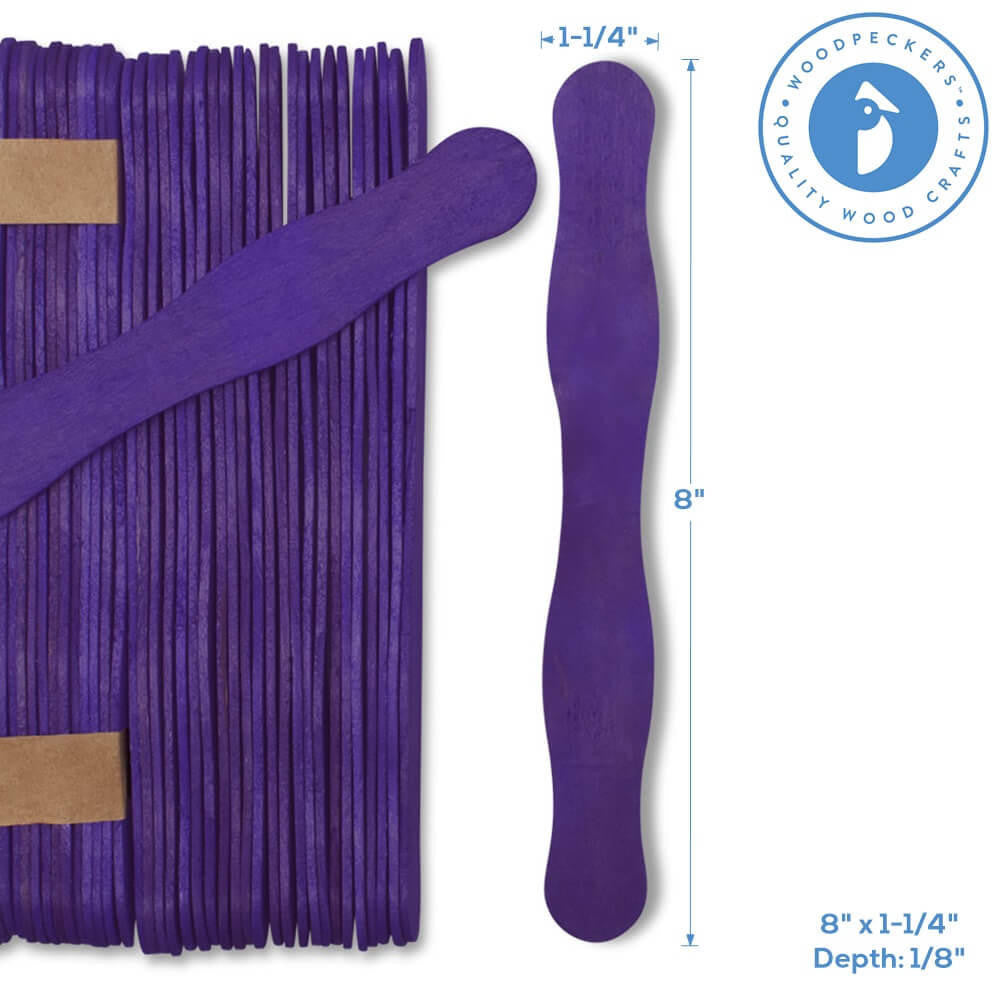 Woodpeckers Crafts Wooden Fan Handles in Purple