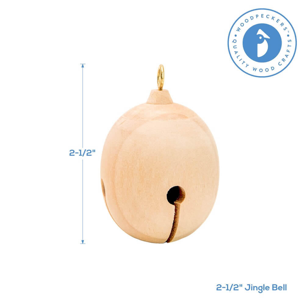 Woodpeckers Crafts Wooden Jingle Bell, 2-1/2"