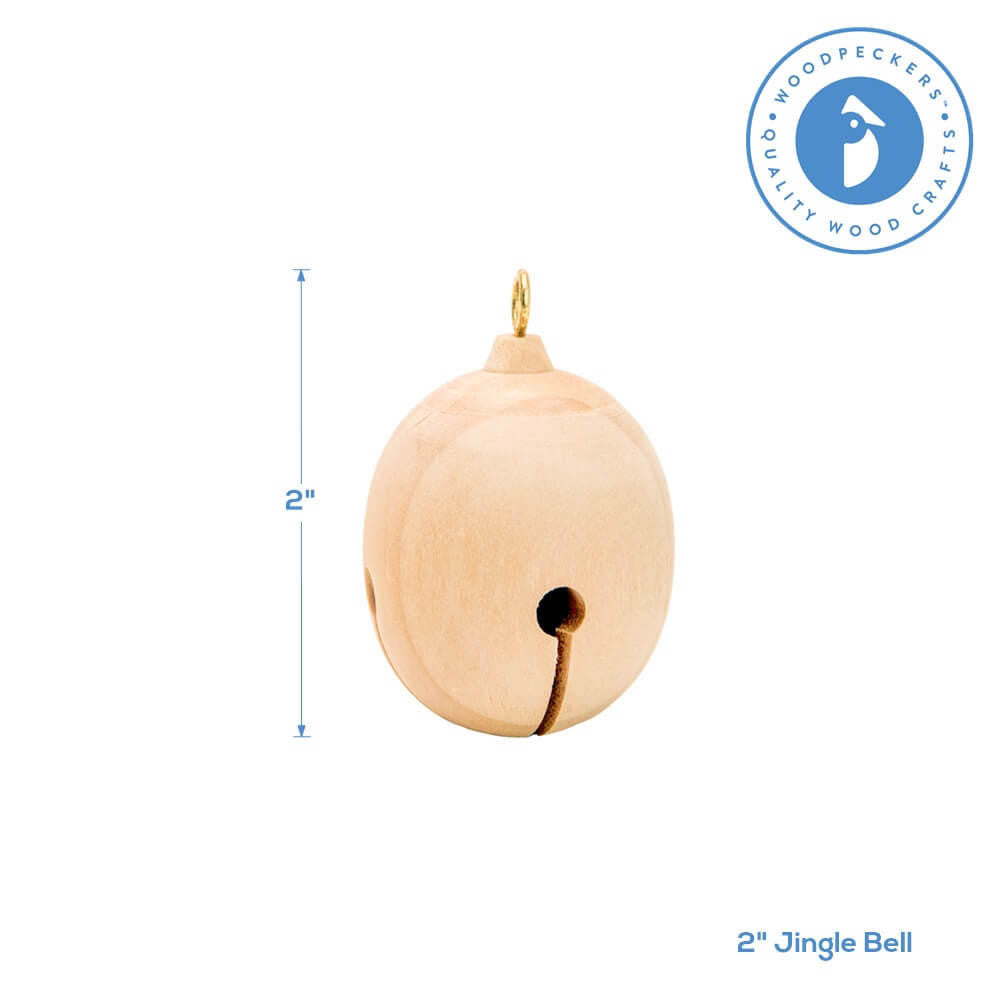 Woodpeckers Crafts Wooden Jingle Bell, 2"