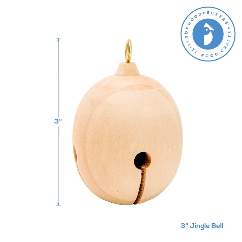Woodpeckers Crafts Wooden Jingle Bell, 3"