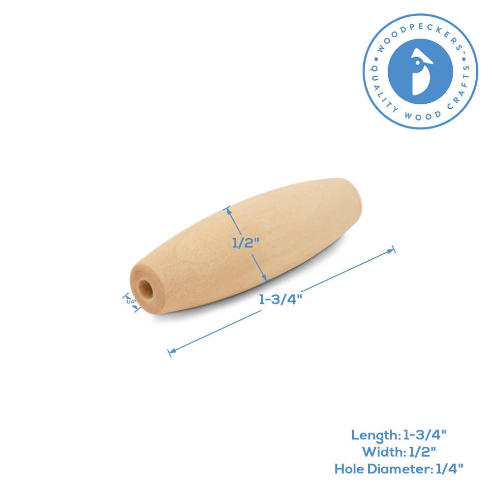 Wooden Macrame Tube Bead , 1-3/4”