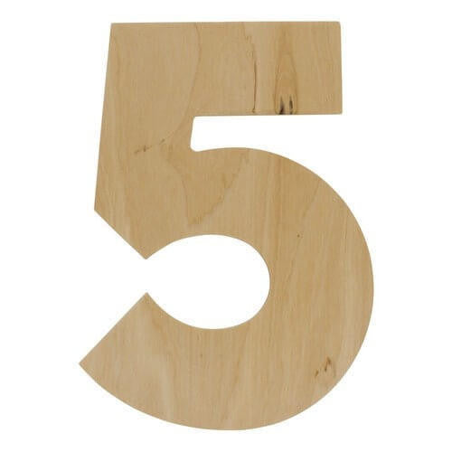 Woodpeckers Crafts Wooden Number 5 Cutout, 12"