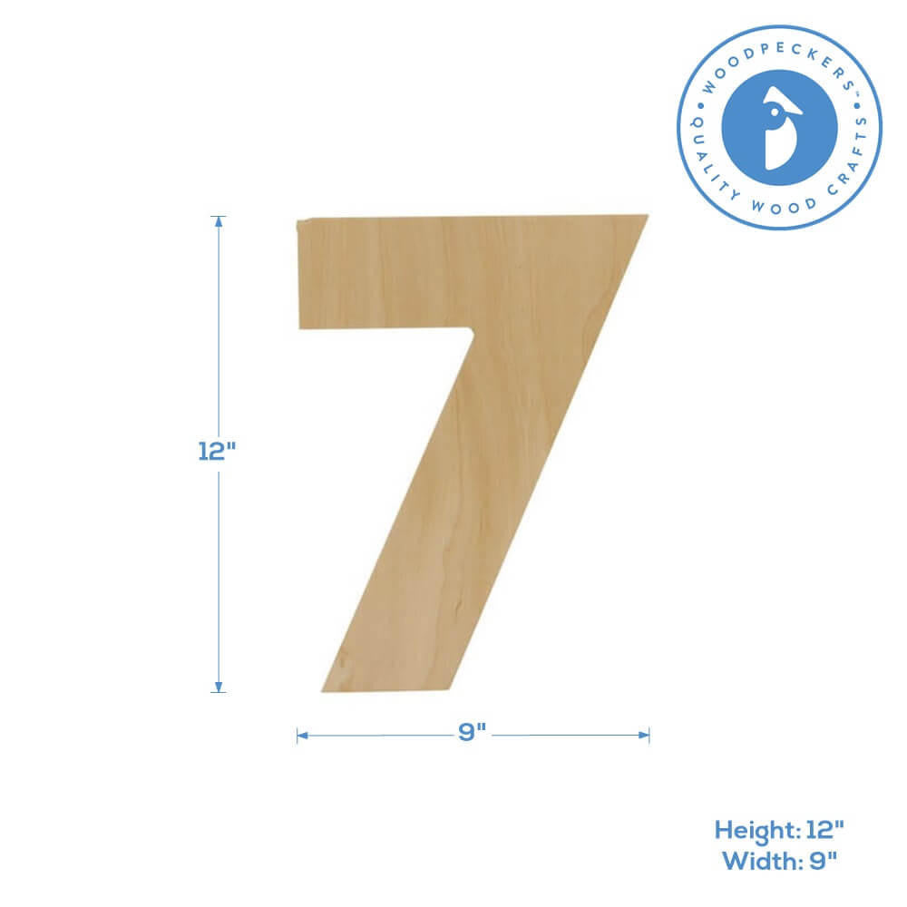 Woodpeckers Crafts Wooden Number 7 Cutout, 12"