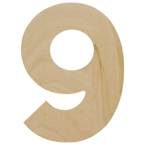 Woodpeckers Crafts Wooden Number 9 Cutout, 8"