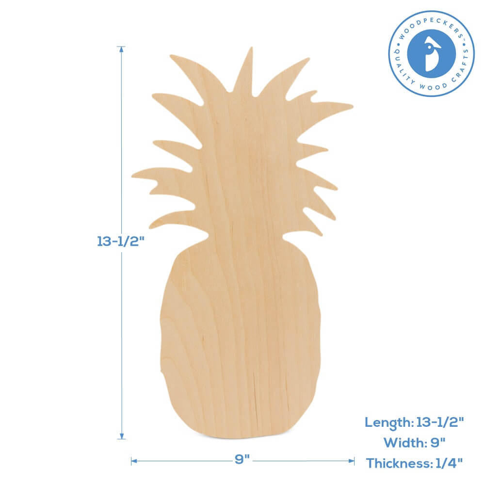 Woodpeckers Crafts Wooden Pineapple Cutout, 13-1/2"