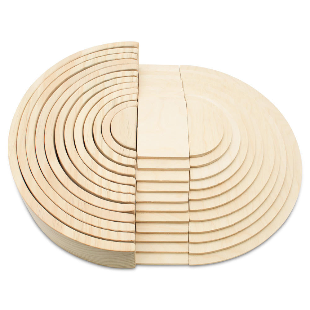 Woodpeckers Crafts Wooden Rainbow Semicircle Building Set, Set of 11