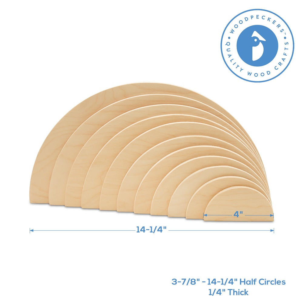 Woodpeckers Crafts Wooden Rainbow Semicircle Building Set, Set of 11