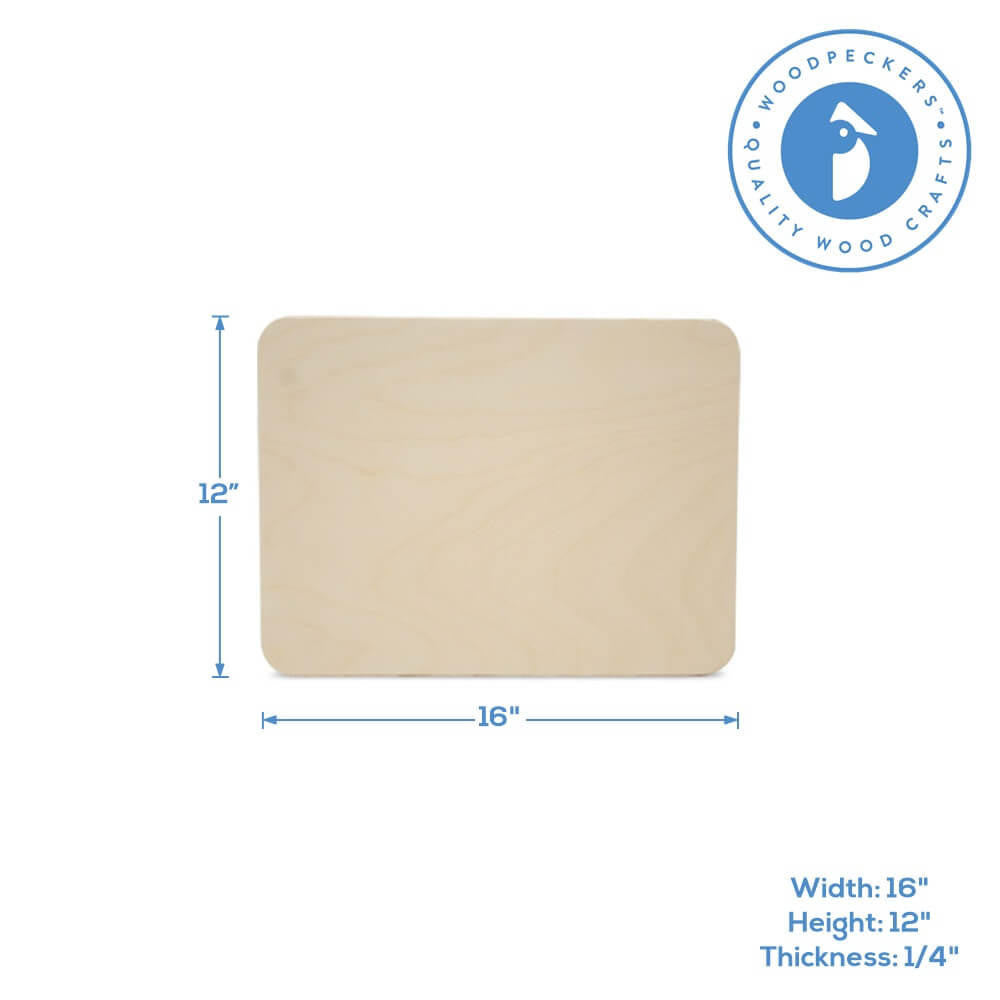 Woodpeckers Crafts Wooden Rounded Rectangle Plaque, 16" x 12" x 1/4"