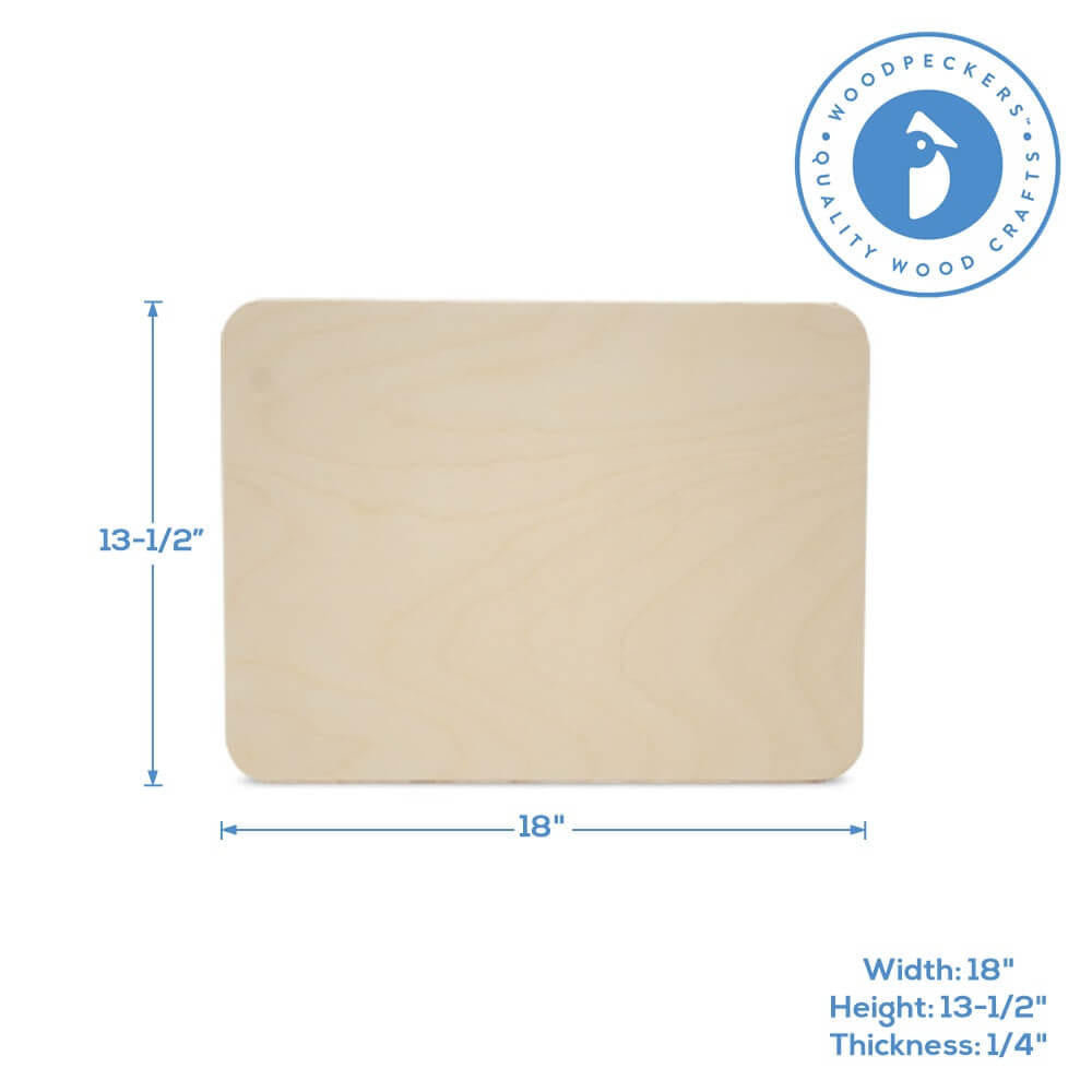 Woodpeckers Crafts Wooden Rounded Rectangle Plaque, 18" x 13-1/2" x 1/4"