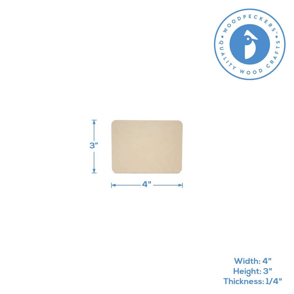 Woodpeckers Crafts Wooden Rounded Rectangle Plaque, 4" x 3" x 1/4"