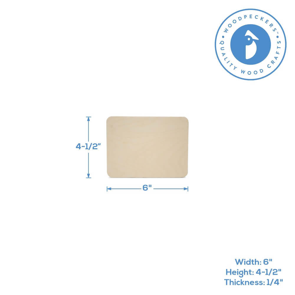 Woodpeckers Crafts Wooden Rounded Rectangle Plaque, 6" x 4-1/2" x 1/4"