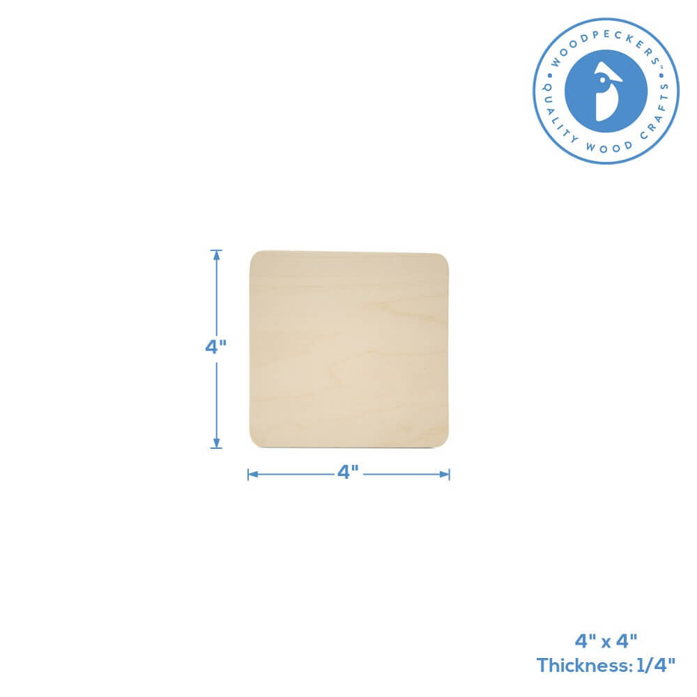 Wooden Rounded Square Coaster, 4”