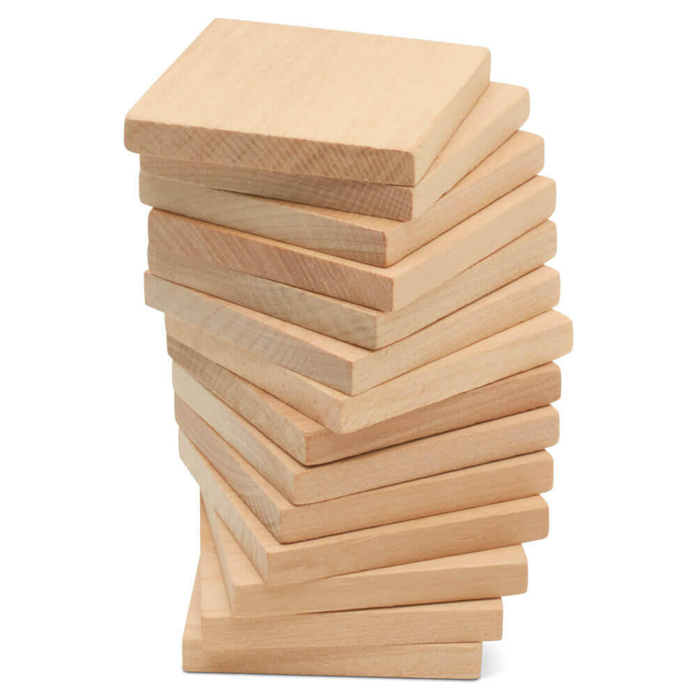 Wooden Square Cutout, 2" by 2", 1/4" thick