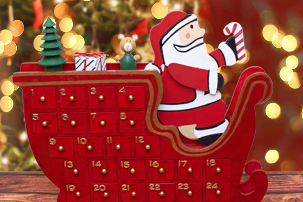 Woodpeckers Unfinished Wood Christmas Sleigh Advent Calendar