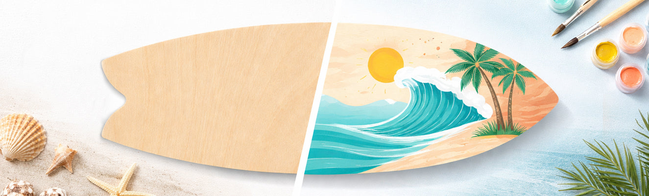 Mini Wooden Surfboard Cutouts For Crafts, Decor & More