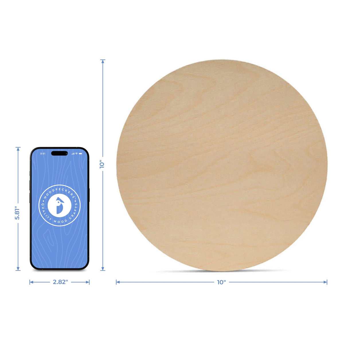 10" Wooden Circle Cutout, 1/4" Thick