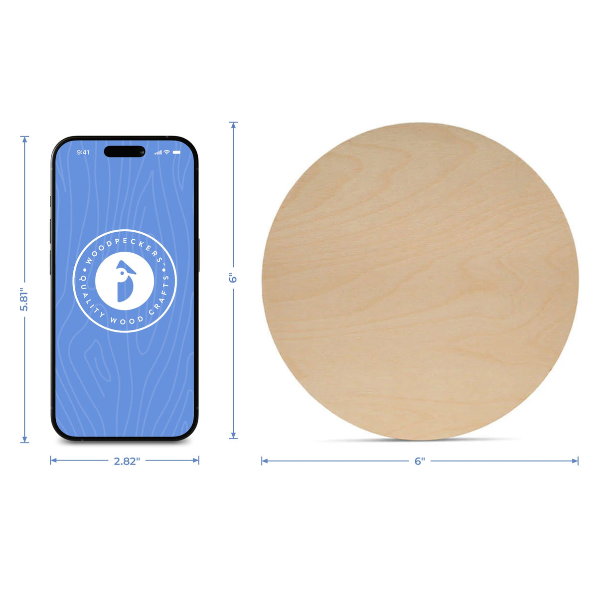 6" Wooden Circle Cutout, 1/4" Thick