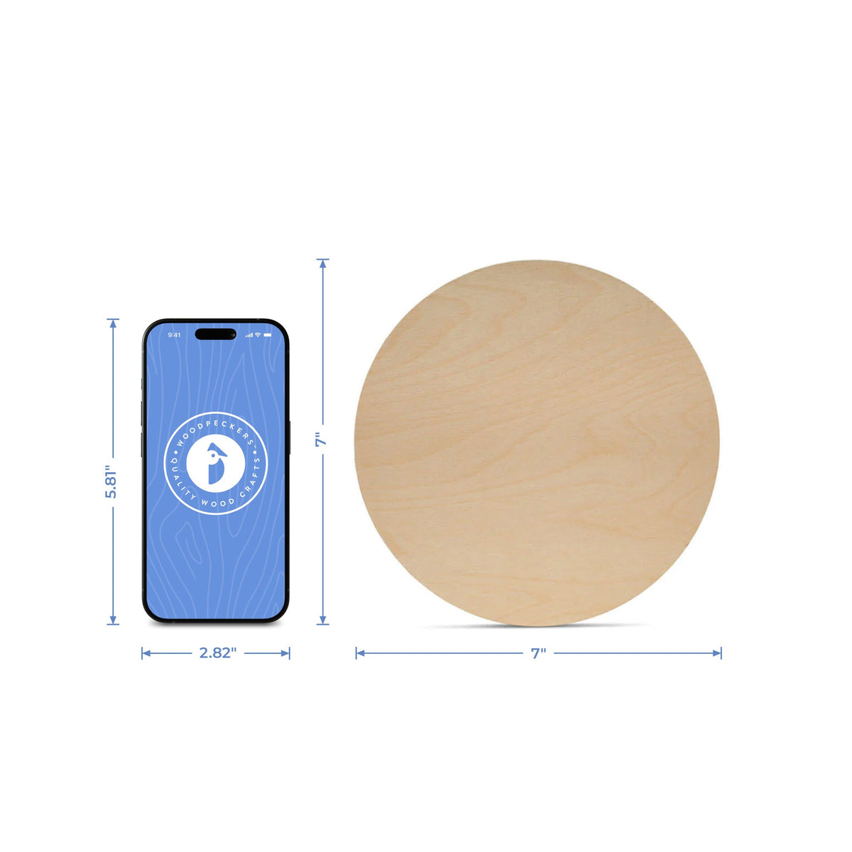 7" Wooden Circle Cutout, 1/2" Thick