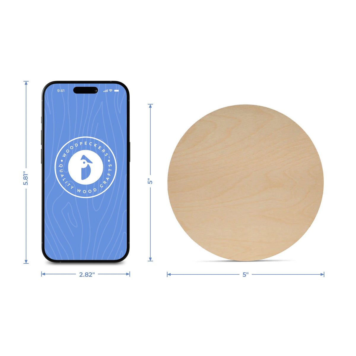 5" Wooden Circle Cutout, 1/2" Thick