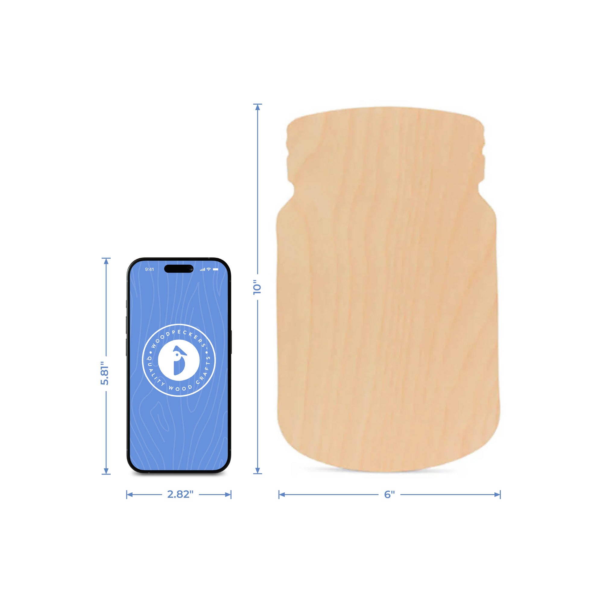Wooden Cutout Mason Jar, 10"
