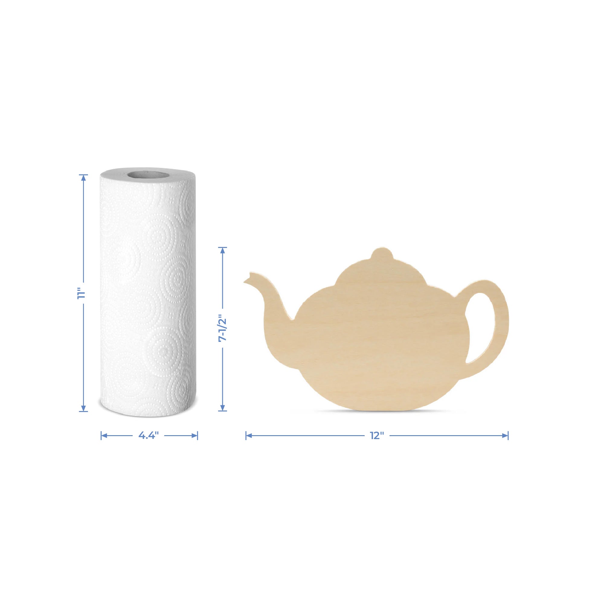 12" Wood Tea Kettle Cutout, 12" x 7.5" x 1/4"